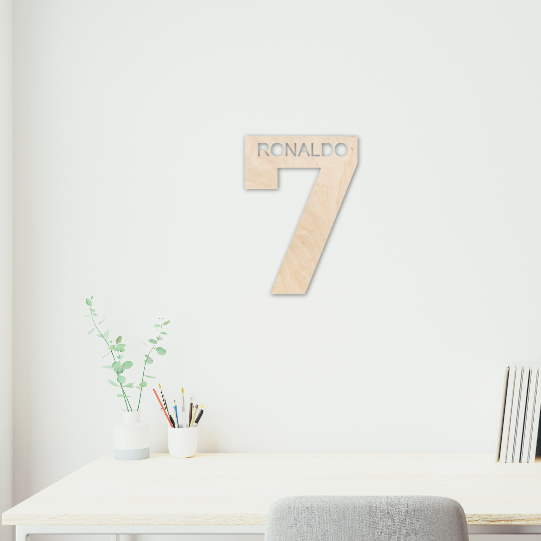 Houten rugnummer met naam