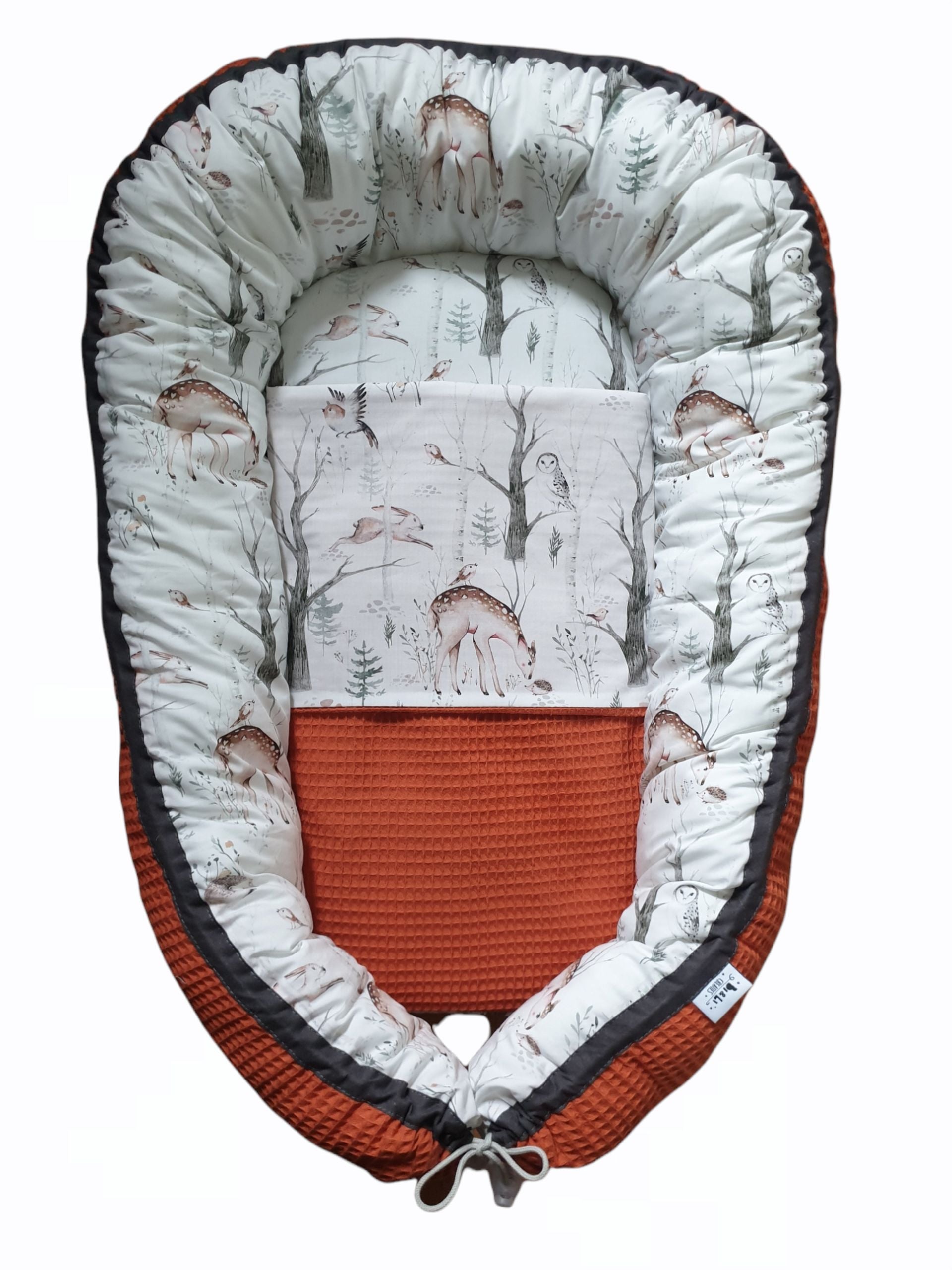 Babynestje bosdieren wafelstof kleur naar keuze