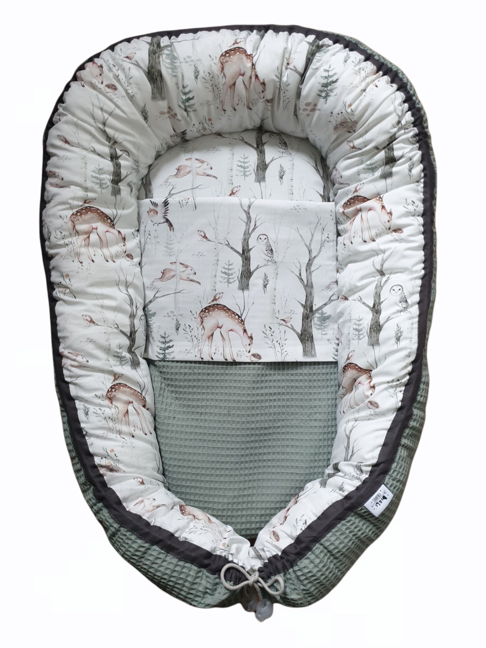 Babynestje bosdieren wafelstof kleur naar keuze