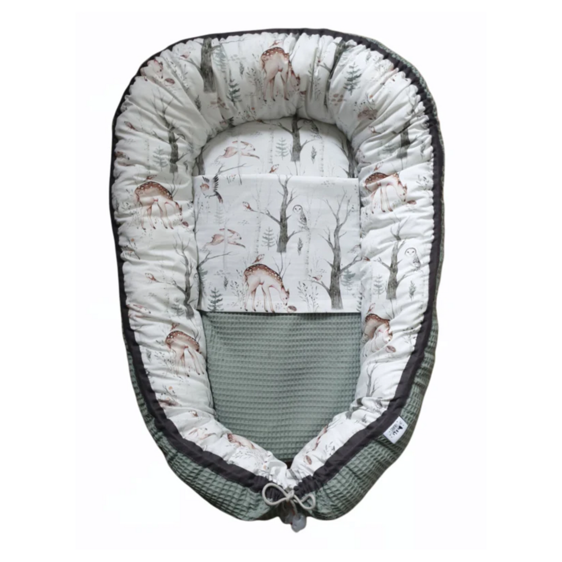 Babynestje bosdieren - wafelstof dark dusty met of zonder dekentje