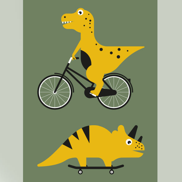 Behangstrook kinderkamer - dinosaurussen olijf groen