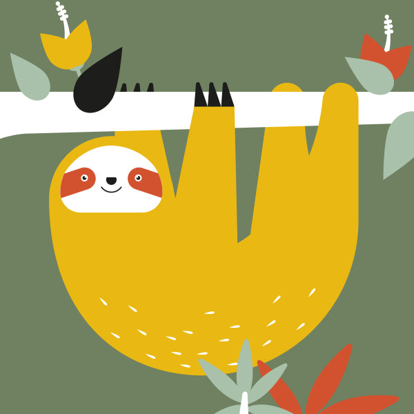 Behangstrook kinderkamer - jungle dieren olijf groen