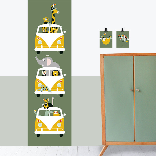 Behangstrook kinderkamer - safari olijf groen