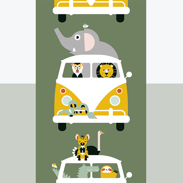 Behangstrook kinderkamer - safari olijf groen