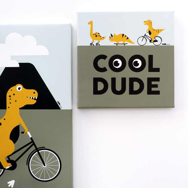 Canvas Dino Cool Dude schilderij 30x30 voor Dino kamer - dinosaurus kinderkamer