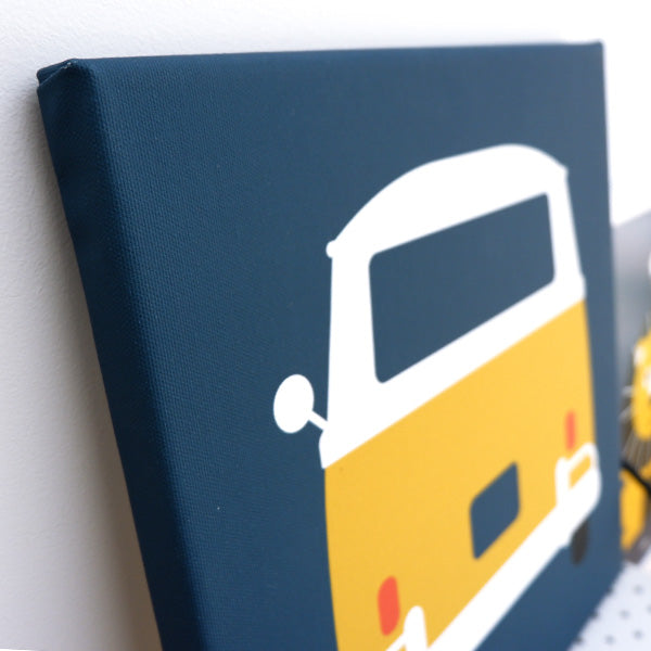 Canvas Busje schilderij 30x30 voor Voertuigen kamer - donker blauw