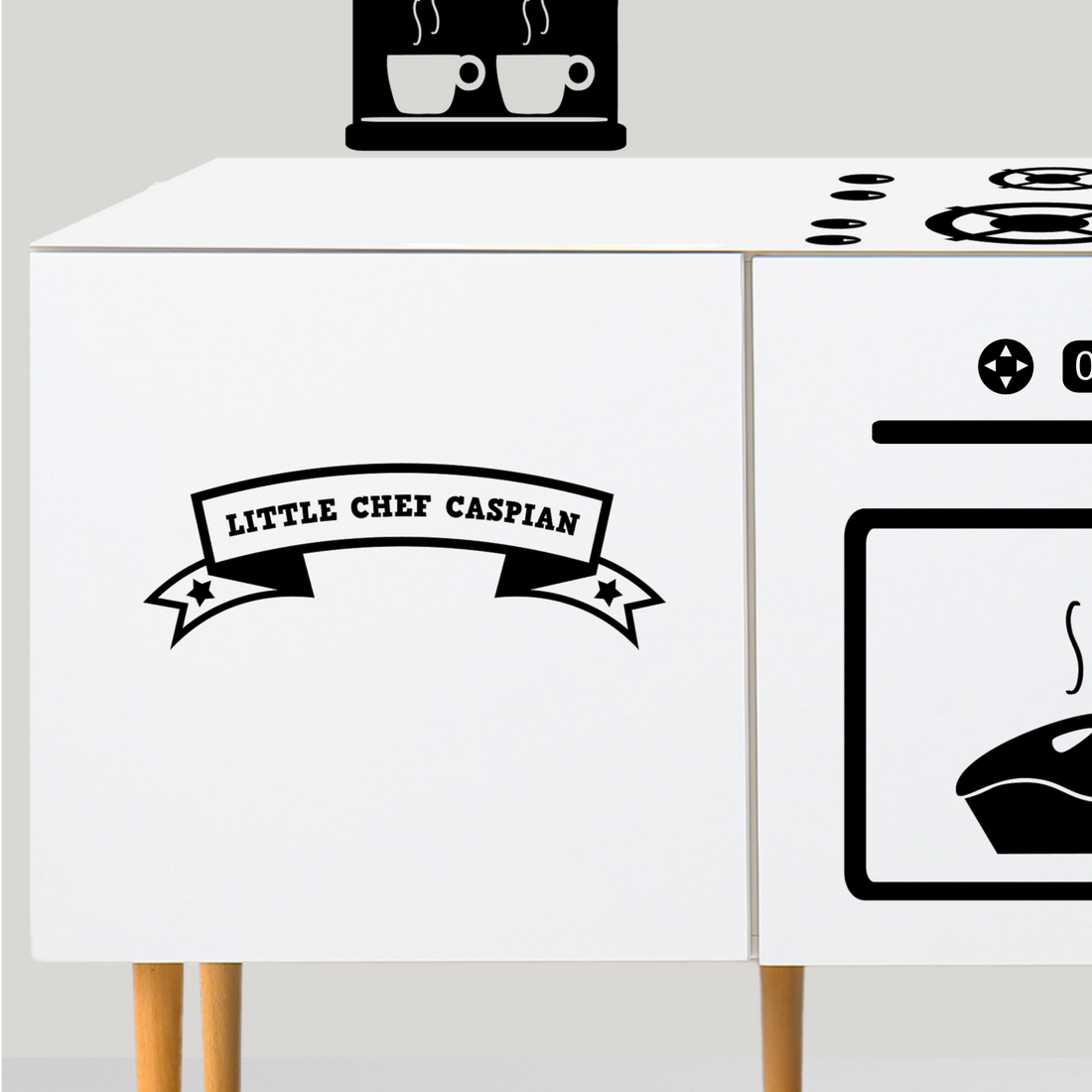 Kinderkeuken - speelkeuken sticker kok gepersonaliseerd