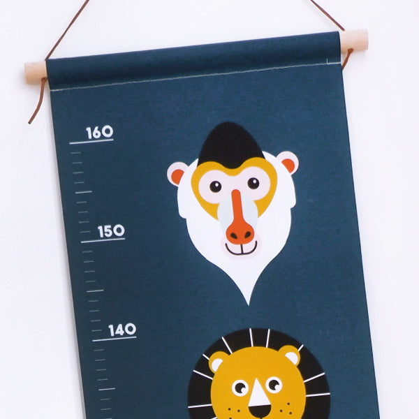 Groeimeter textielposter safari - donkerblauw