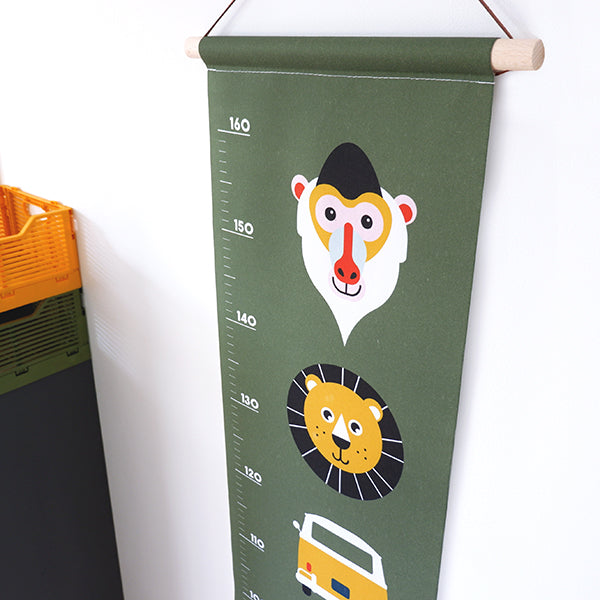 Groeimeter textielposter safari - olijfgroen