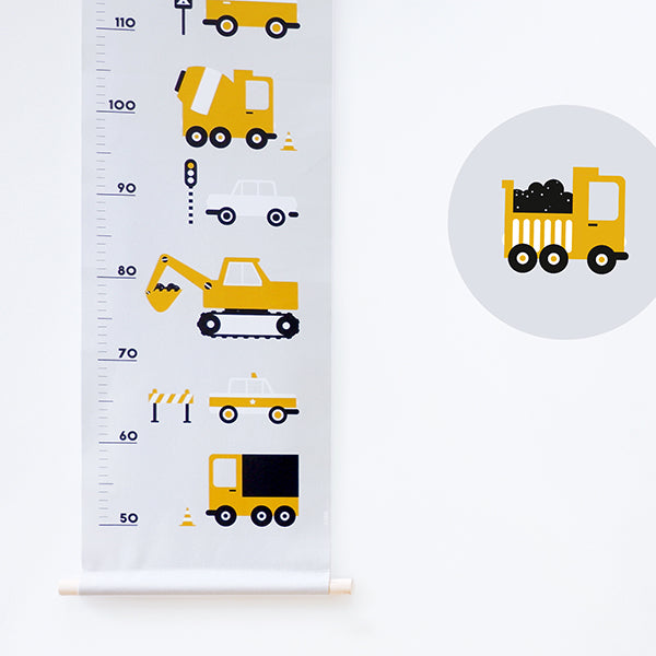 Groeimeter textielposter voertuigen - okergeel