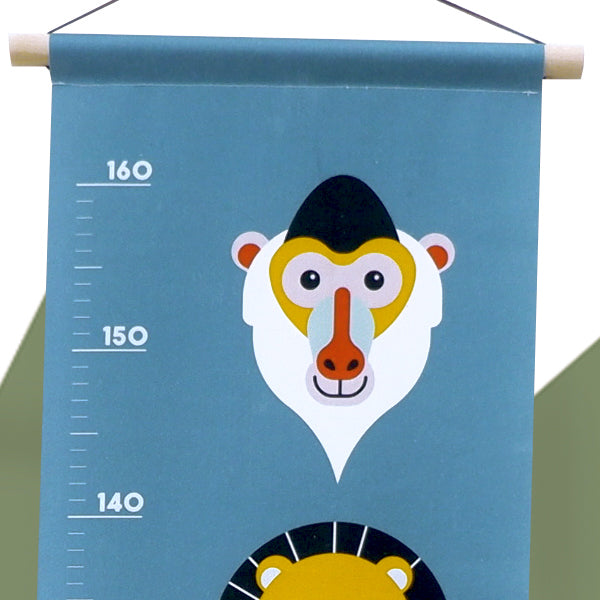 Groeimeter textielposter safari - blauw