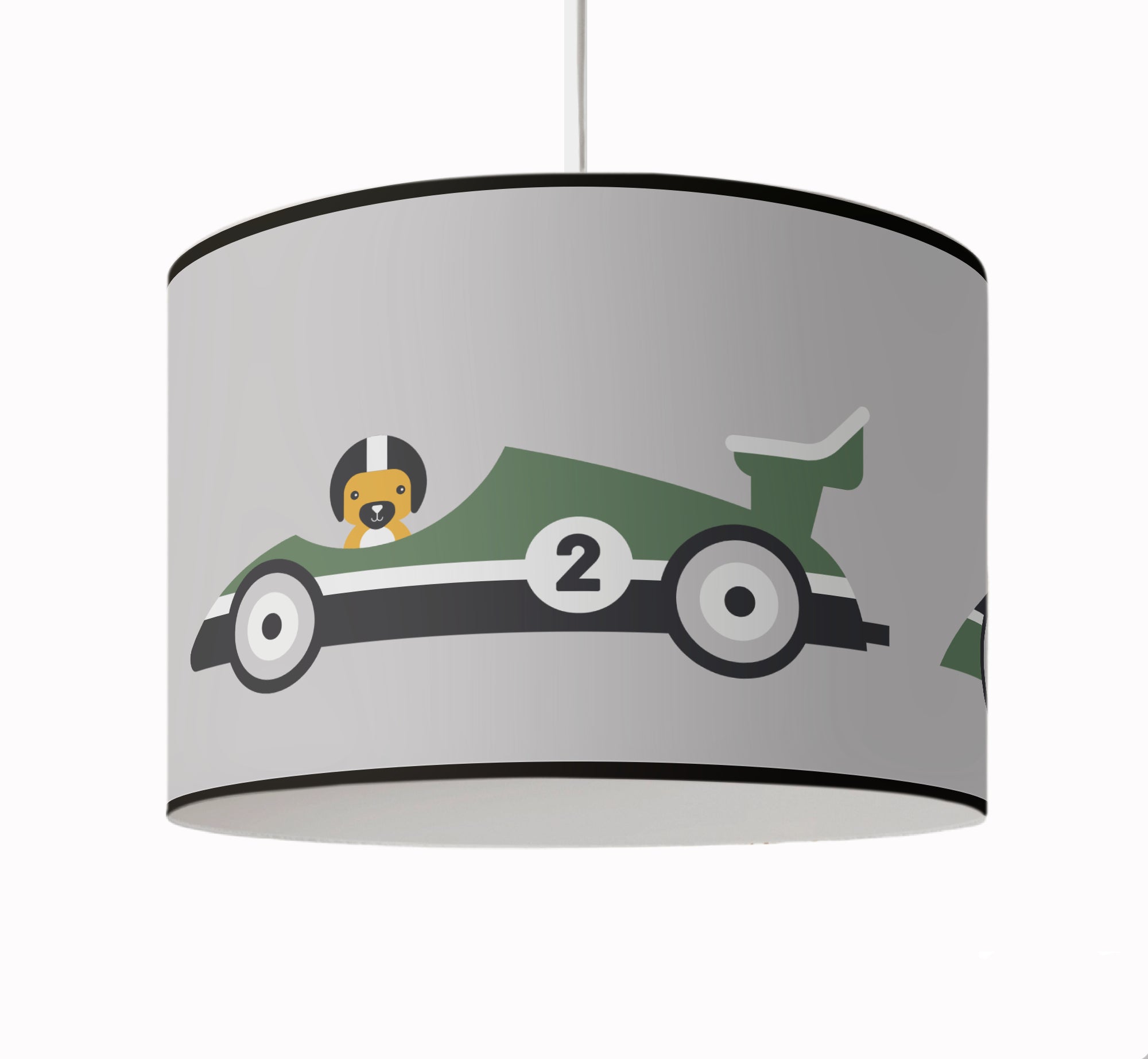 Kinderkamer lamp raceauto - grijs