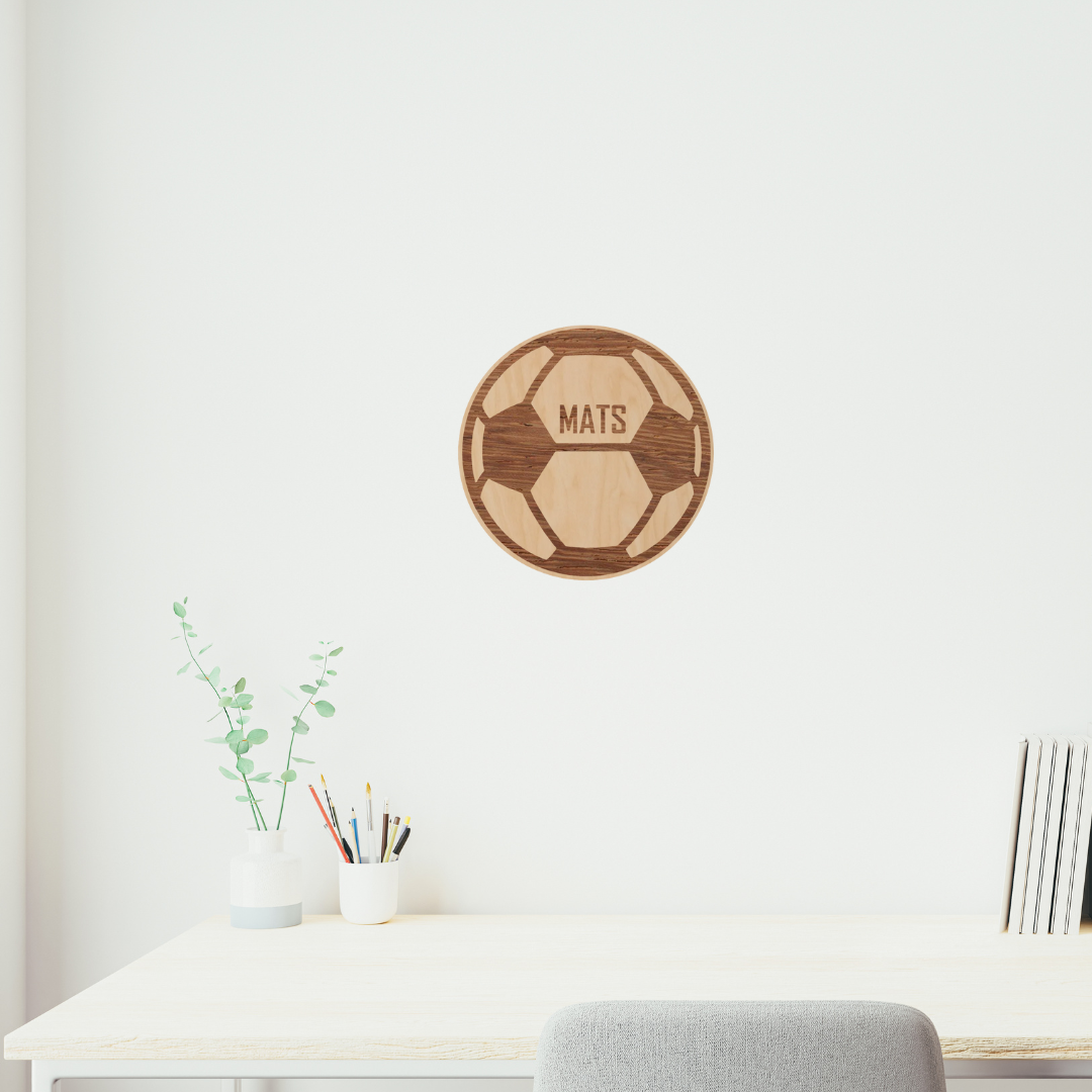 Houten voetbal met naam