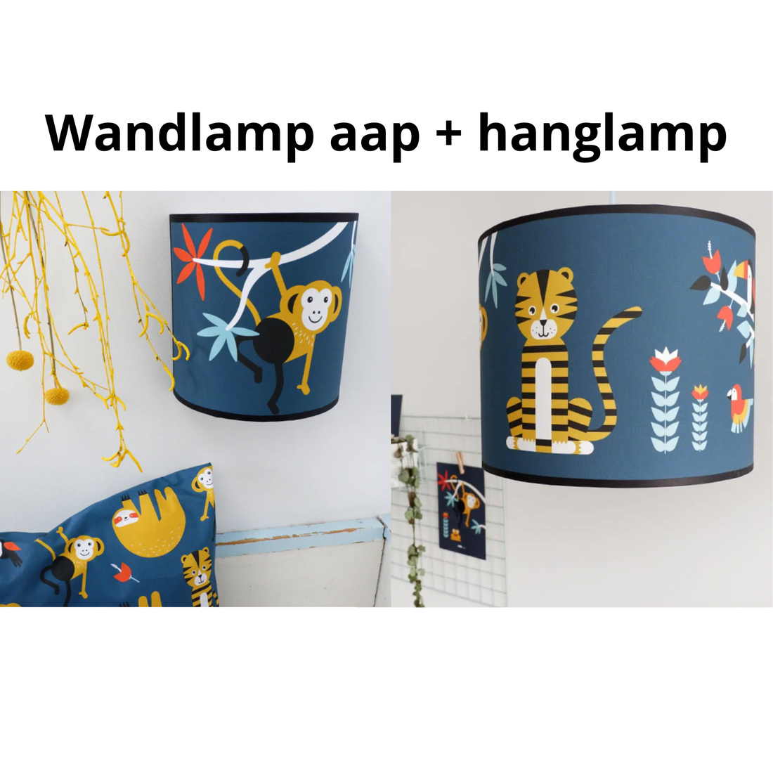 Lampenset jungle kinderkamer - donker blauw