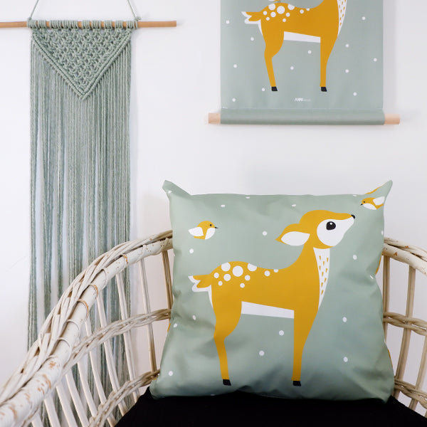 Kussen kinderkamer Hertje - groen (inclusief binnenkussen)