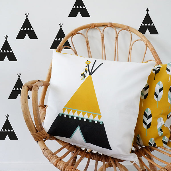 Kussen kinderkamer Tipi tent Indiaan - oker geel (inclusief binnenkussen)