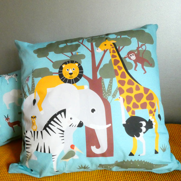 Kussen XL jongenskamer Dieren WildLife - blauw