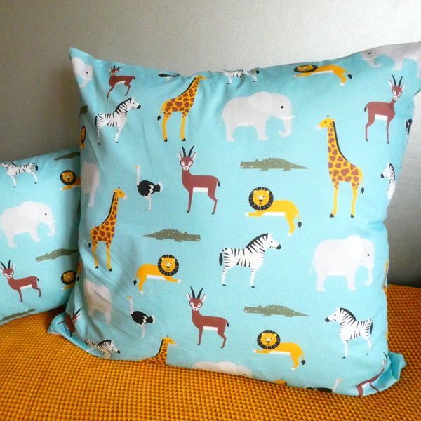 Kussen XL jongenskamer Dieren WildLife - blauw