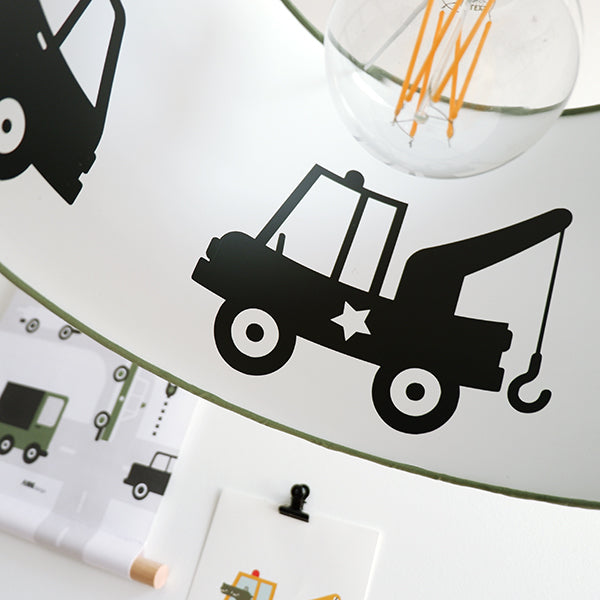 Kinderkamer lamp Voertuigen Onderweg silhouet - effen