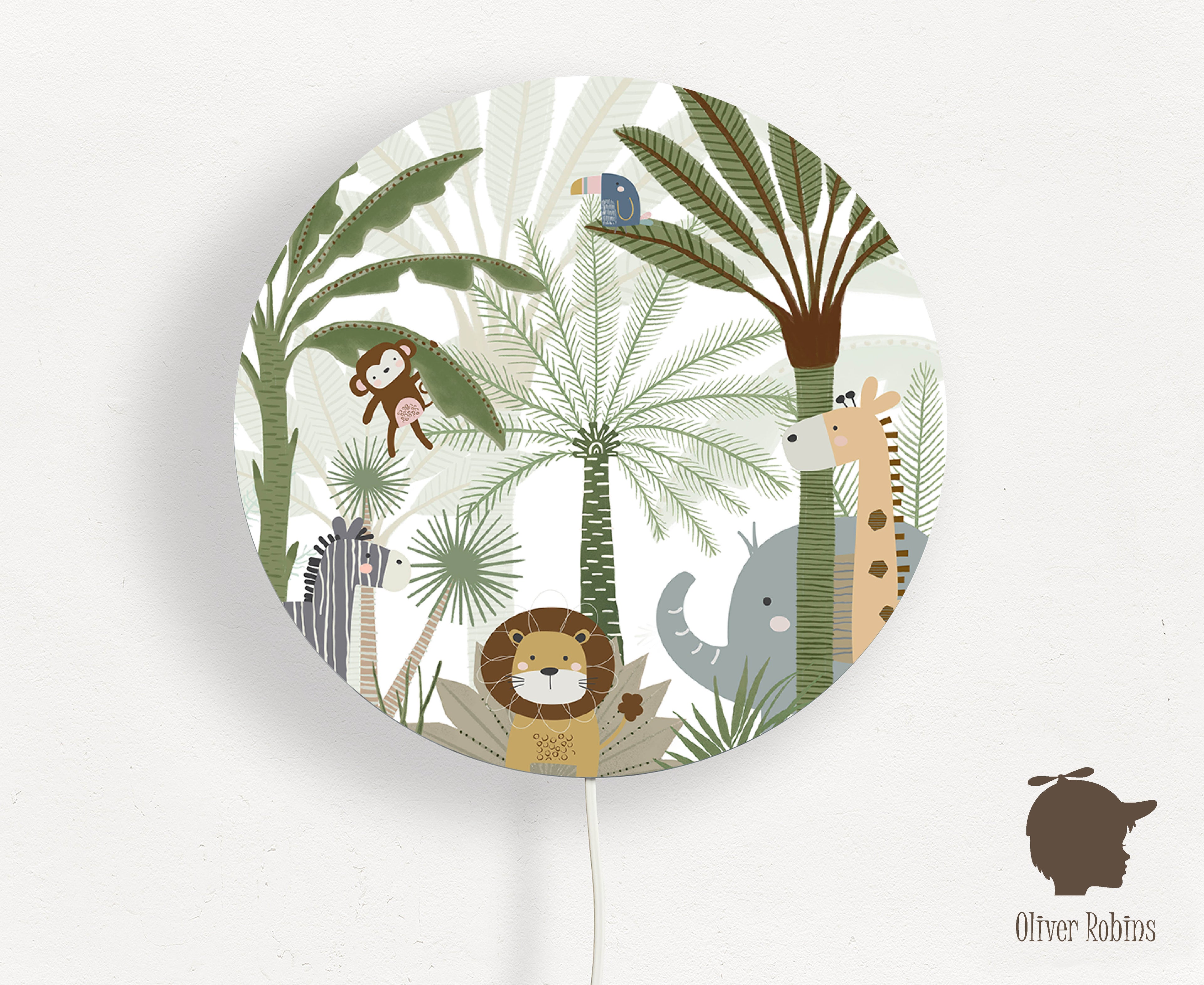 Wandlamp rond Jungle Joy kinderkamer - Oliver Robins