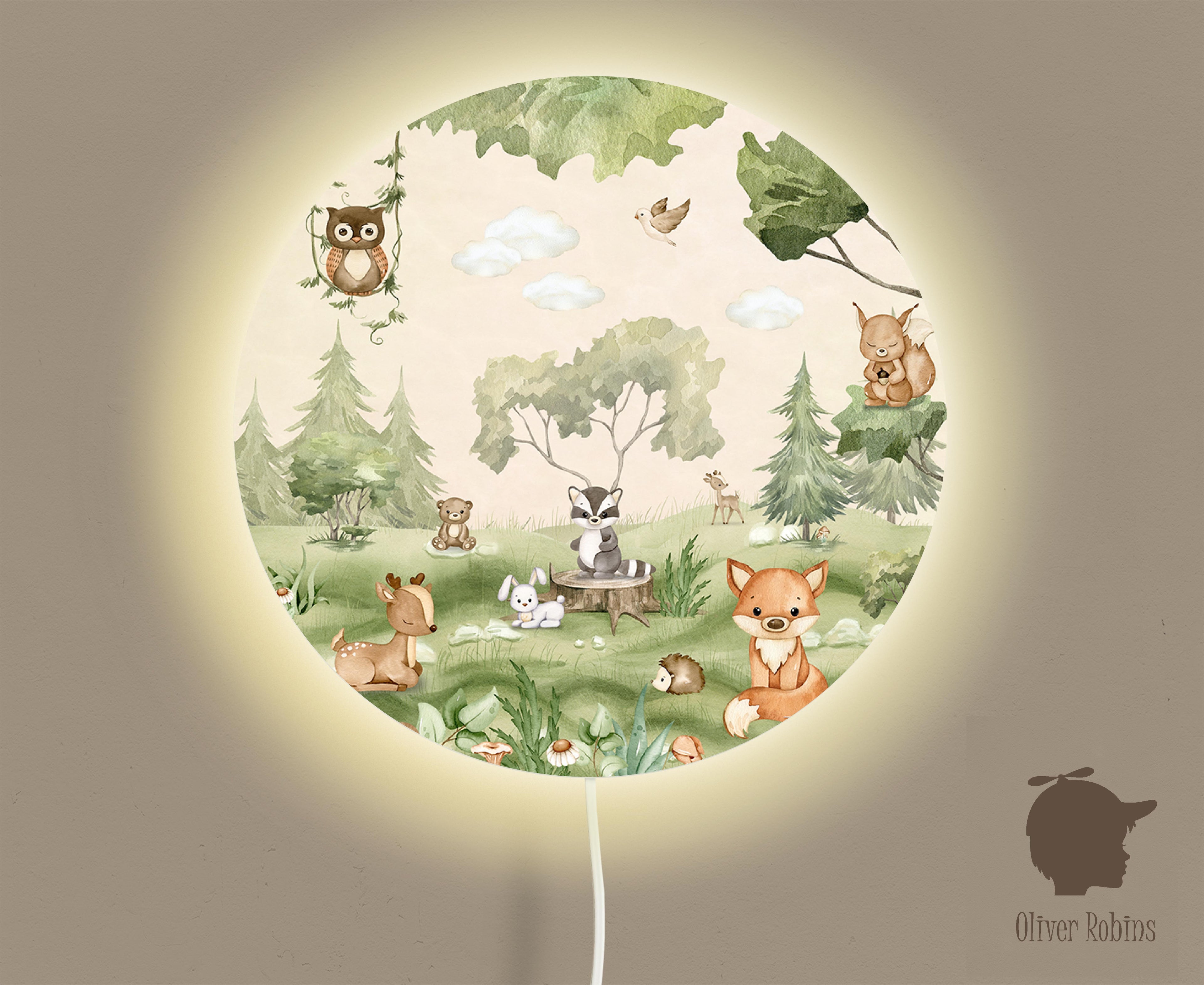 Wandlamp rond Woodland Joy kinderkamer - Oliver Robins