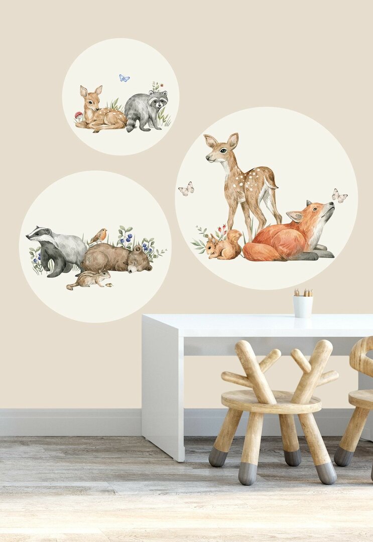 Muurcirkel set kinderkamer - bosdieren