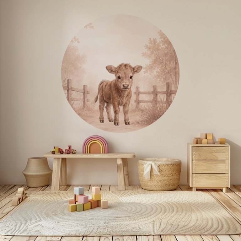 Muurcirkel Kalfje Little Meadow voor de kinderkamer of babykamer