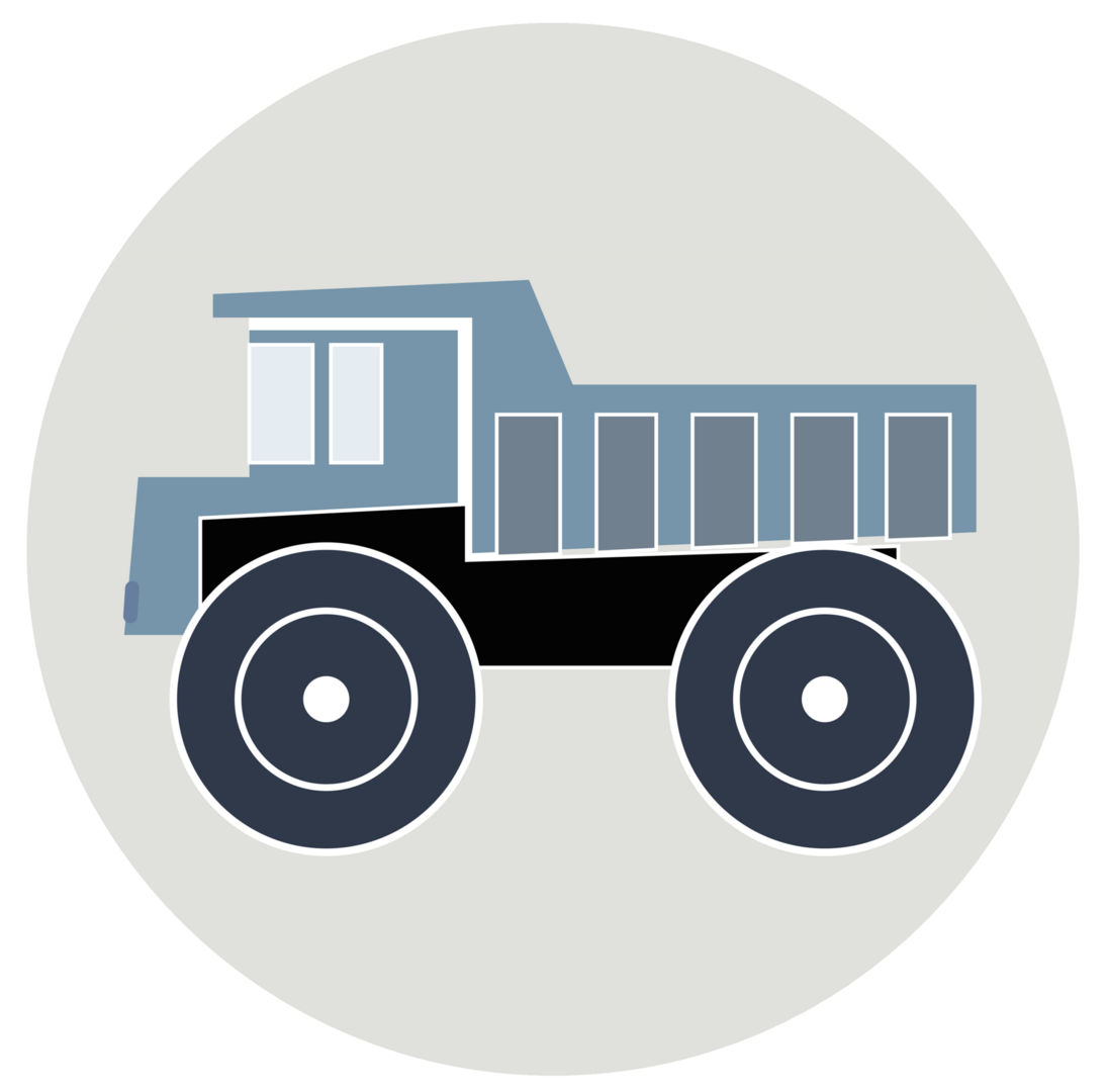 Muurcirkel kinderkamer kiepwagen auto jeansblauw