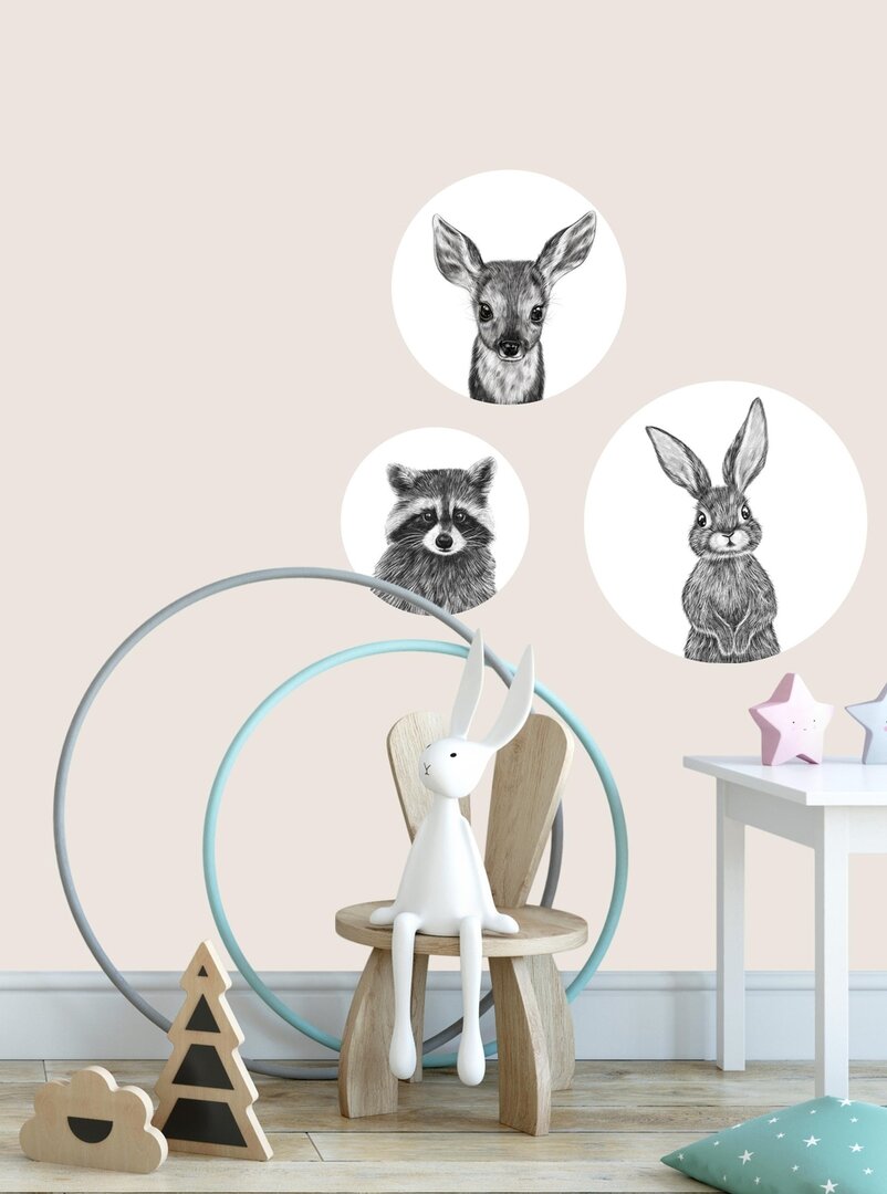 Muurcirkel set kinderkamer bosdieren
