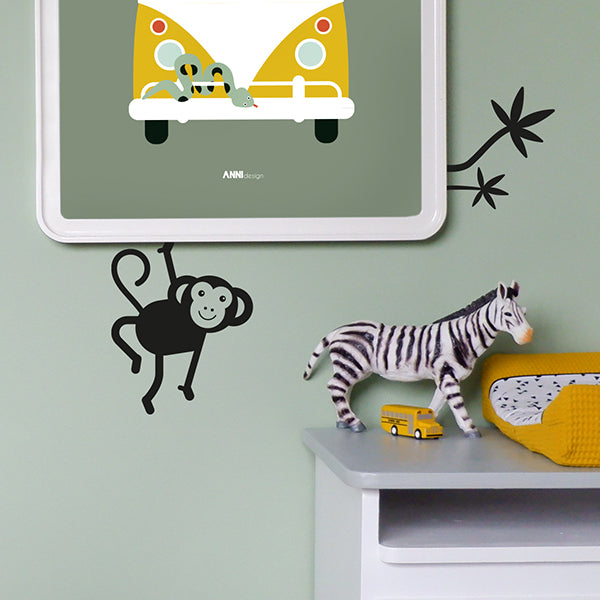 Muursticker Aap - zwart