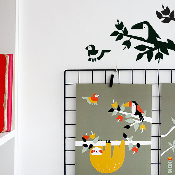 Muursticker Toekan - zwart