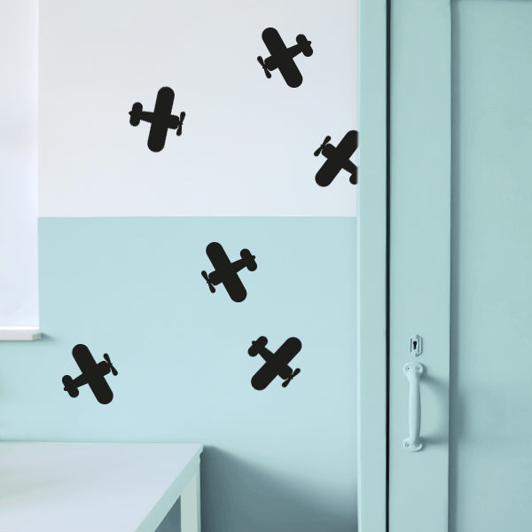 Muurstickers Vliegtuigen - zwart