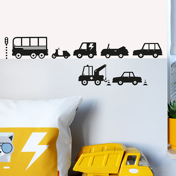 Muurstickers Voertuigen Onderweg - zwart