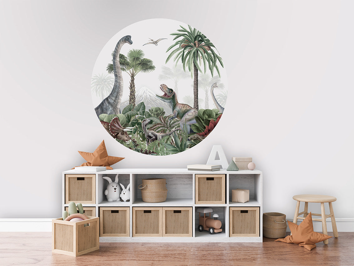Muursticker Dino Jive 100cm rond - Kikki Belle