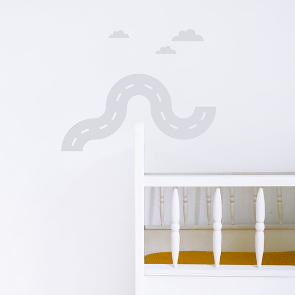 Muurstickers Wegdelen Bochten - grijs