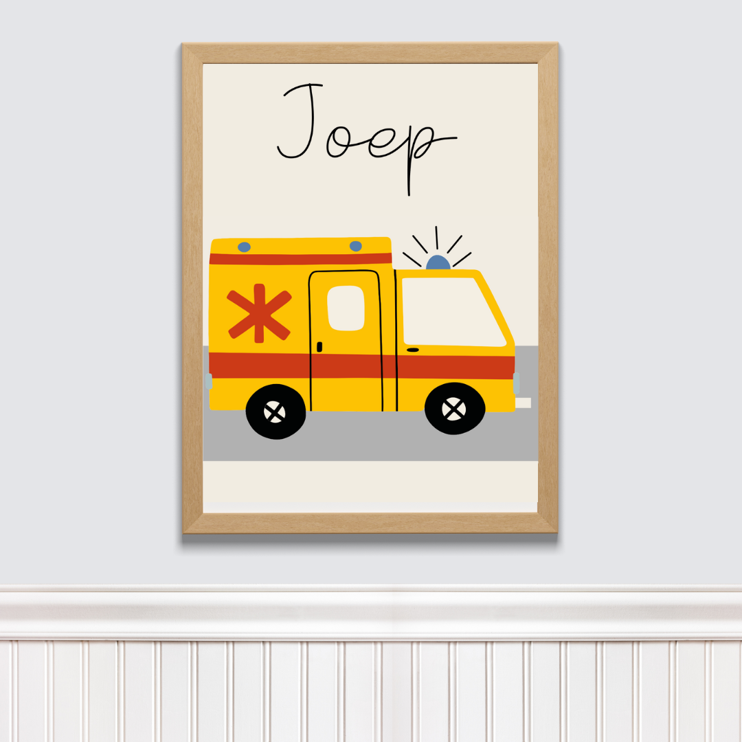 Naam poster kinderkamer ambulance