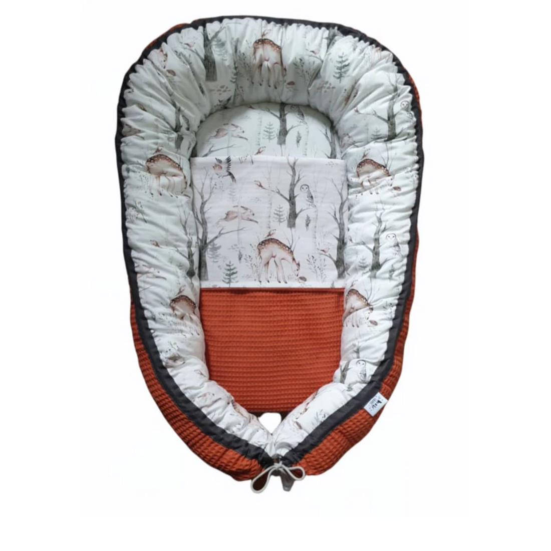 Babynestje bosdieren - wafelstof roest met of zonder dekentje