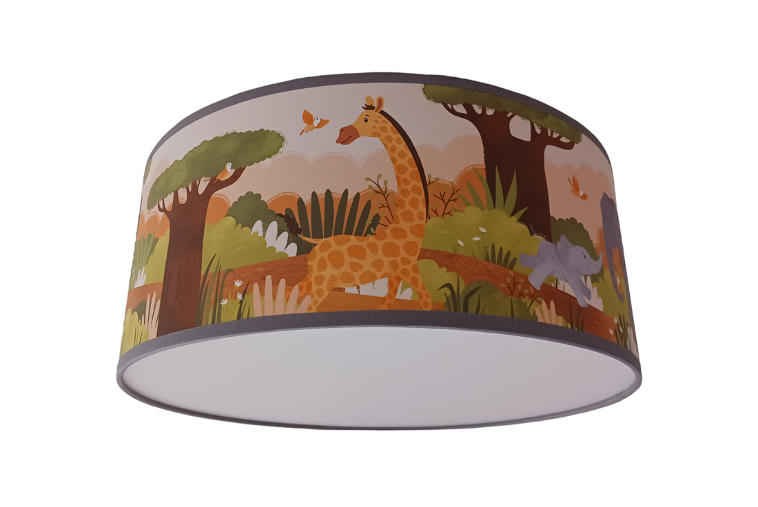 Plafondlamp jungle kinderkamer giraf, zebra en olifanten
