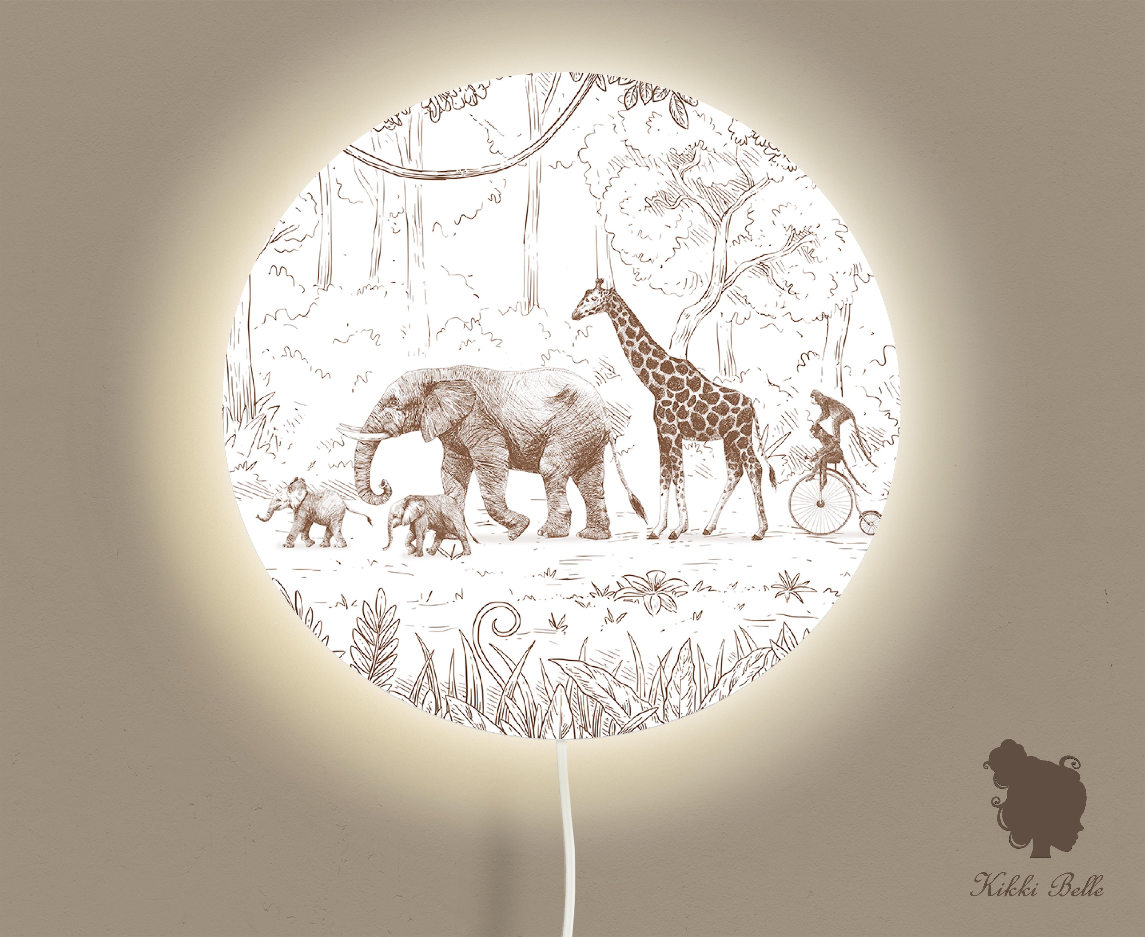 Wandlamp rond Animal Parade beige kinderkamer - Kiki Belle