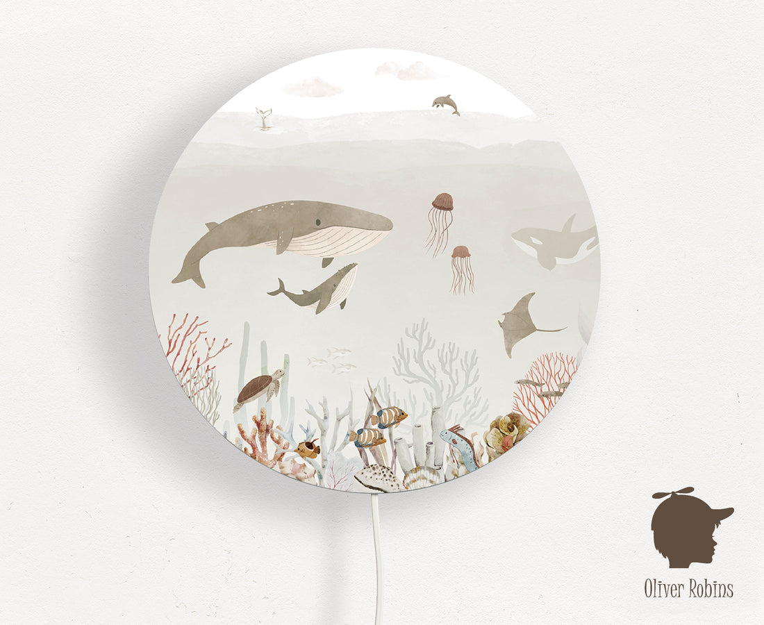 Wandlamp rond Sensational Sea beige kinderkamer - Oliver Robins