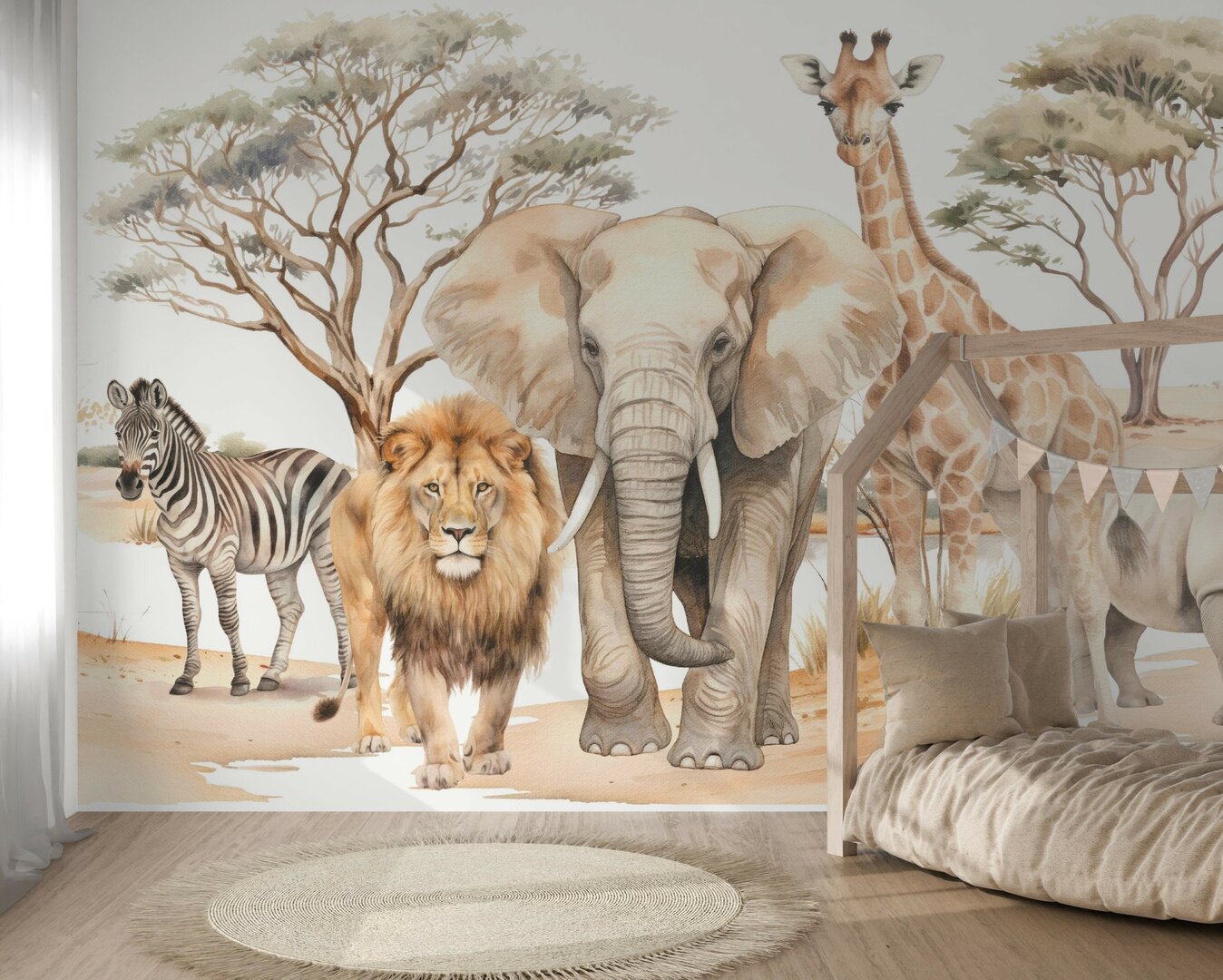 Behang safari dieren jungle kinderkamer