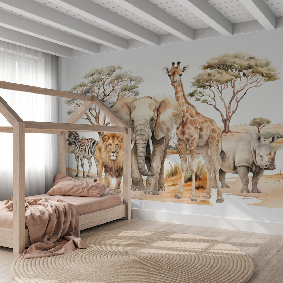 Behang safari dieren - jungle kinderkamer