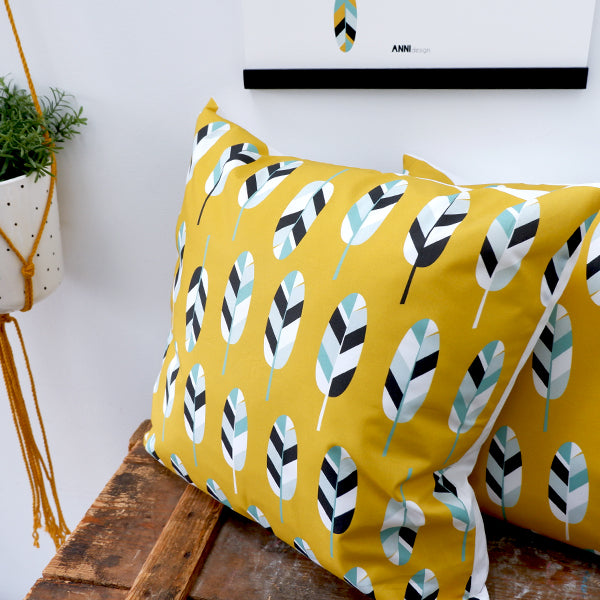 Kussen kinderkamer Beer Indiaan - oker geel (inclusief binnenkussen)