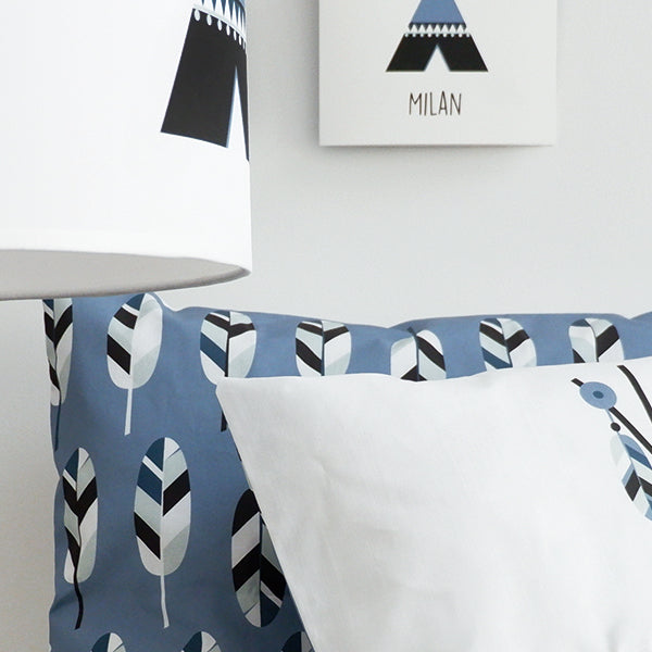Kussen kinderkamer Tipi tent Indiaan - jeans blauw (inclusief binnenkussen)