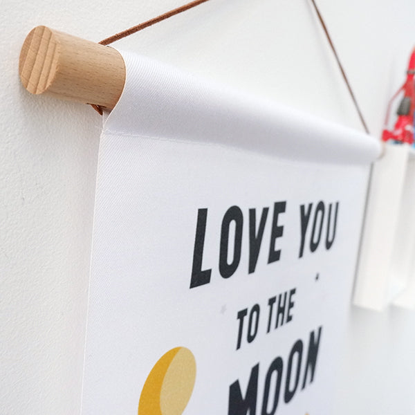 Textielposter kinderkamer Ruimte Love you to the Moon - wit