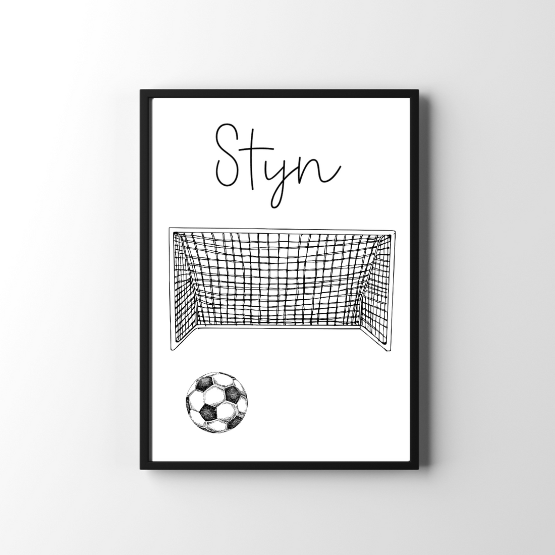 Voetbal poster kinderkamer - voetbal, doel en met naam
