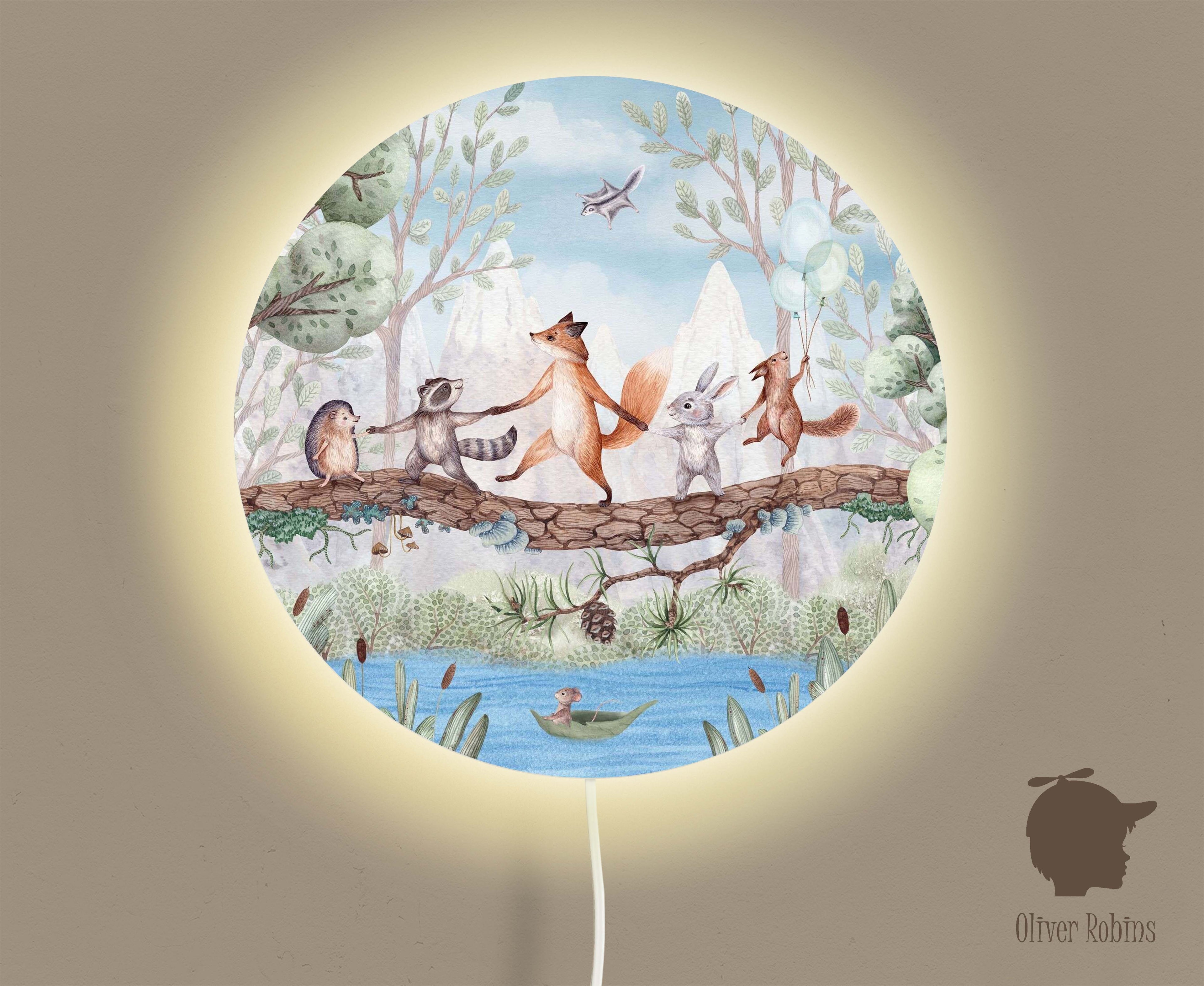 Wandlamp rond Animal Adventure kinderkamer - Oliver Robins