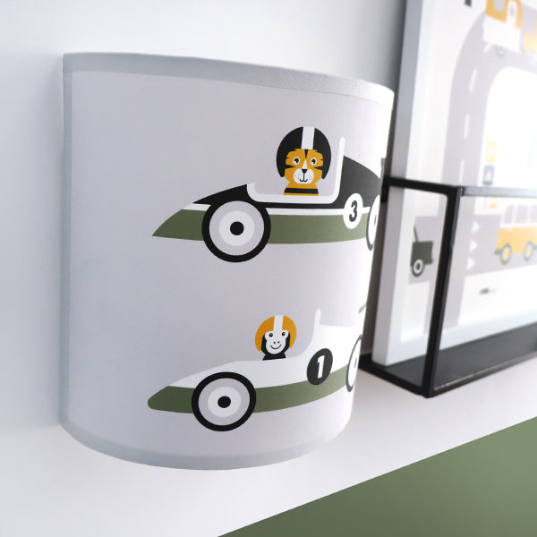 Wandlamp kinderkamer raceauto - grijs