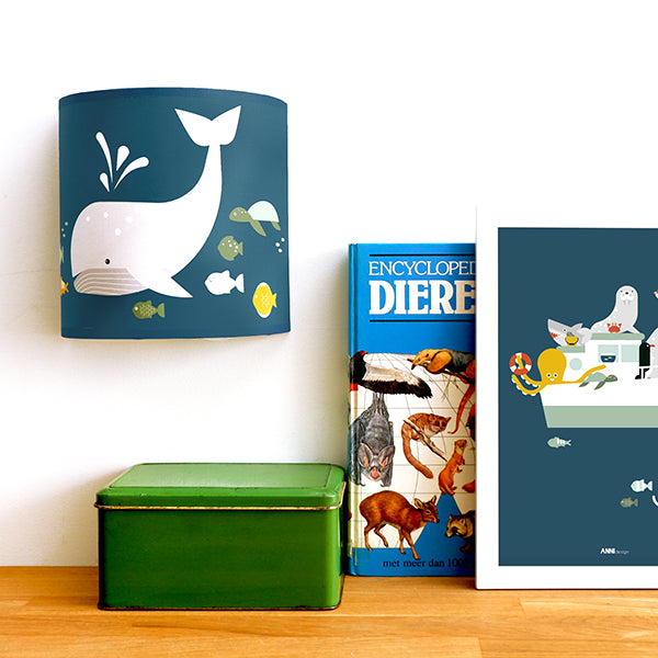 Wandlamp kinderkamer Walvis - blauw