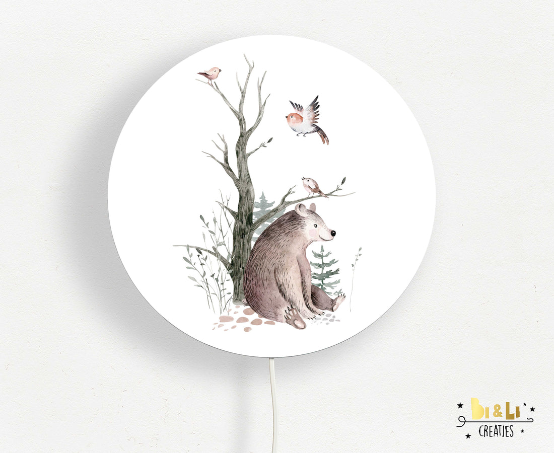 Wandlamp rond Beer Forest Friends kinderkamer